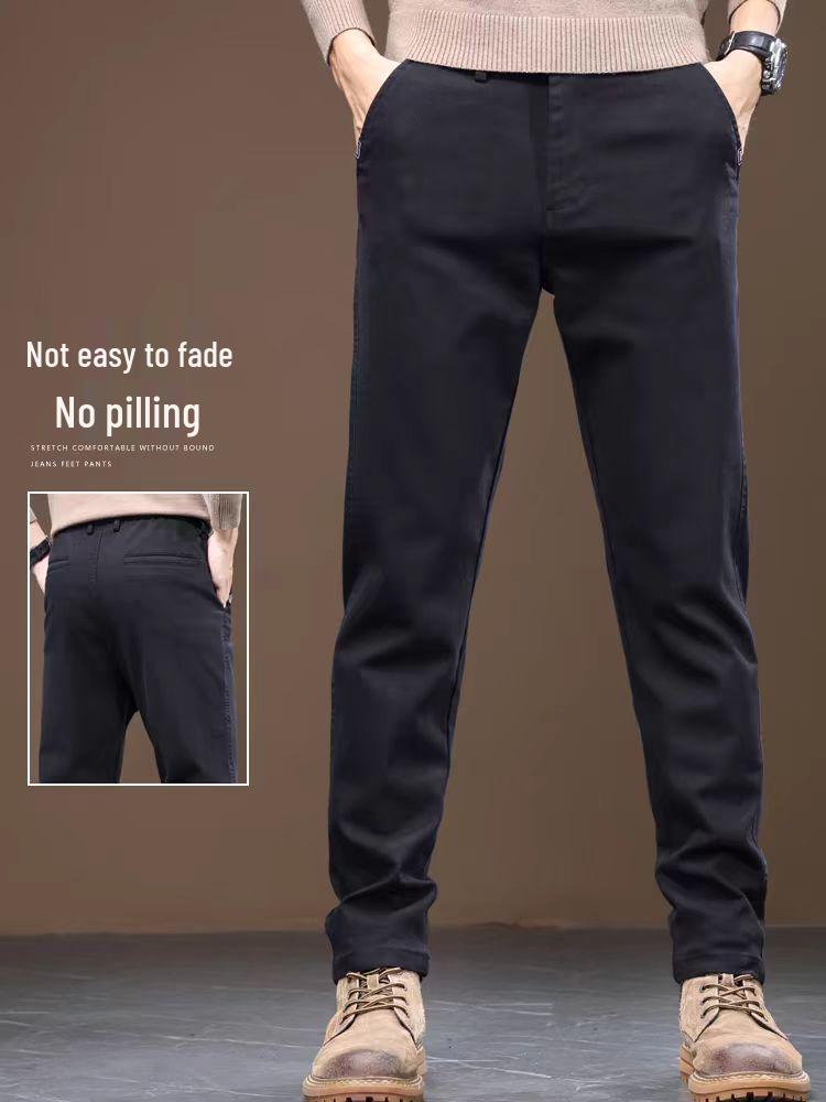 Douyin Men's 2024 Winter Fleece-Lined Straight-Leg Casual Pants
