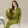 Fashion Ice Silk Pajamas Women'S Long-Sleeved Trousers Light Luxury Retro Bee Printed Loungewear Suit Can Be Worn Outside
