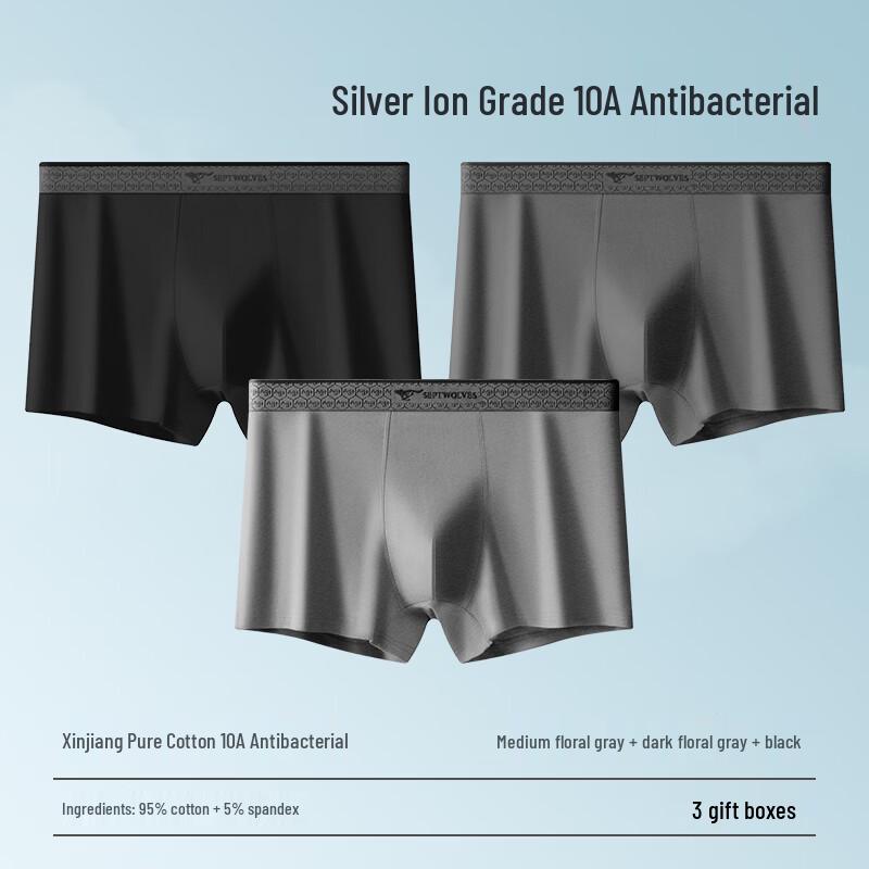 Septwolves Men s Cotton Antibacterial Boxer Briefs 3-Pack 4XL