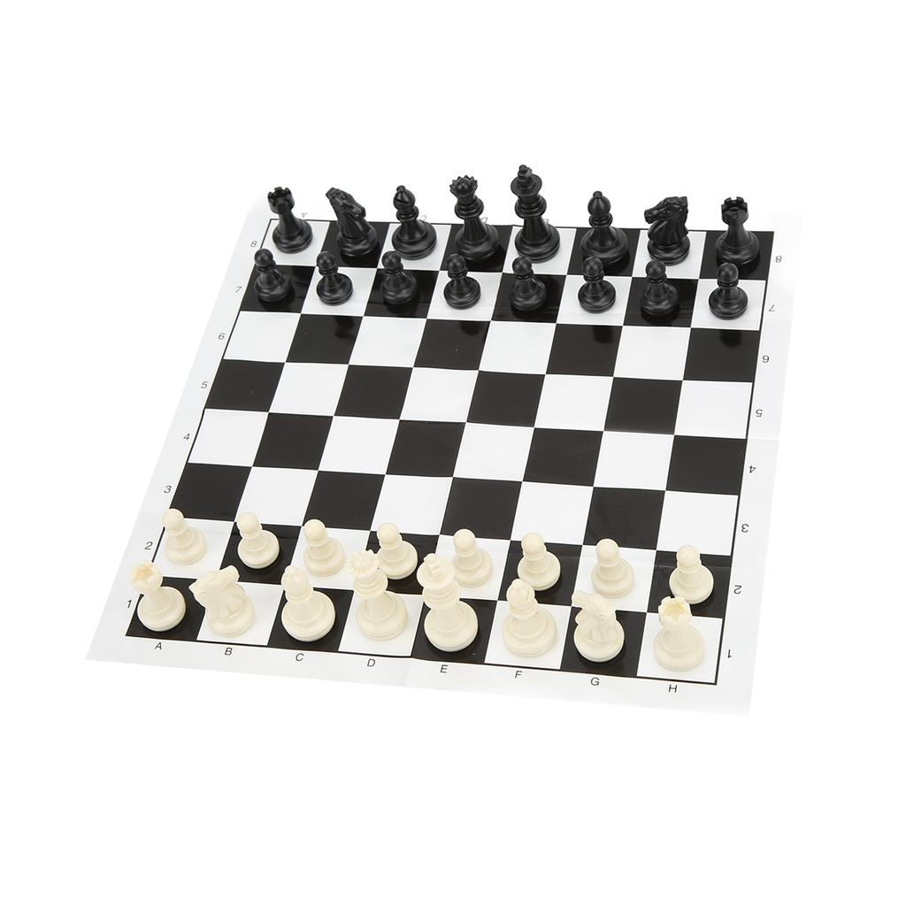 Plastic 32 Medieval Chess Pieces Set International Standard Chess Game Set with Chessboard