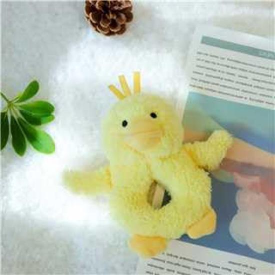 Apricot Lamb Velvet Duck Rattle, Soft Baby Stuffed Animal Rattle Toy for Boys and Girls, Lovely for Newborns, 0-3 Months, 0-6 Months+, 12cm