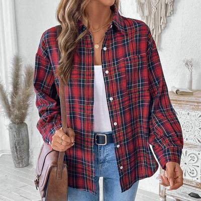 Modă Femei Casual Tricou Mânecă Lungă Bluză Streetwear Guler Întors Top Grilă Articole de Damă