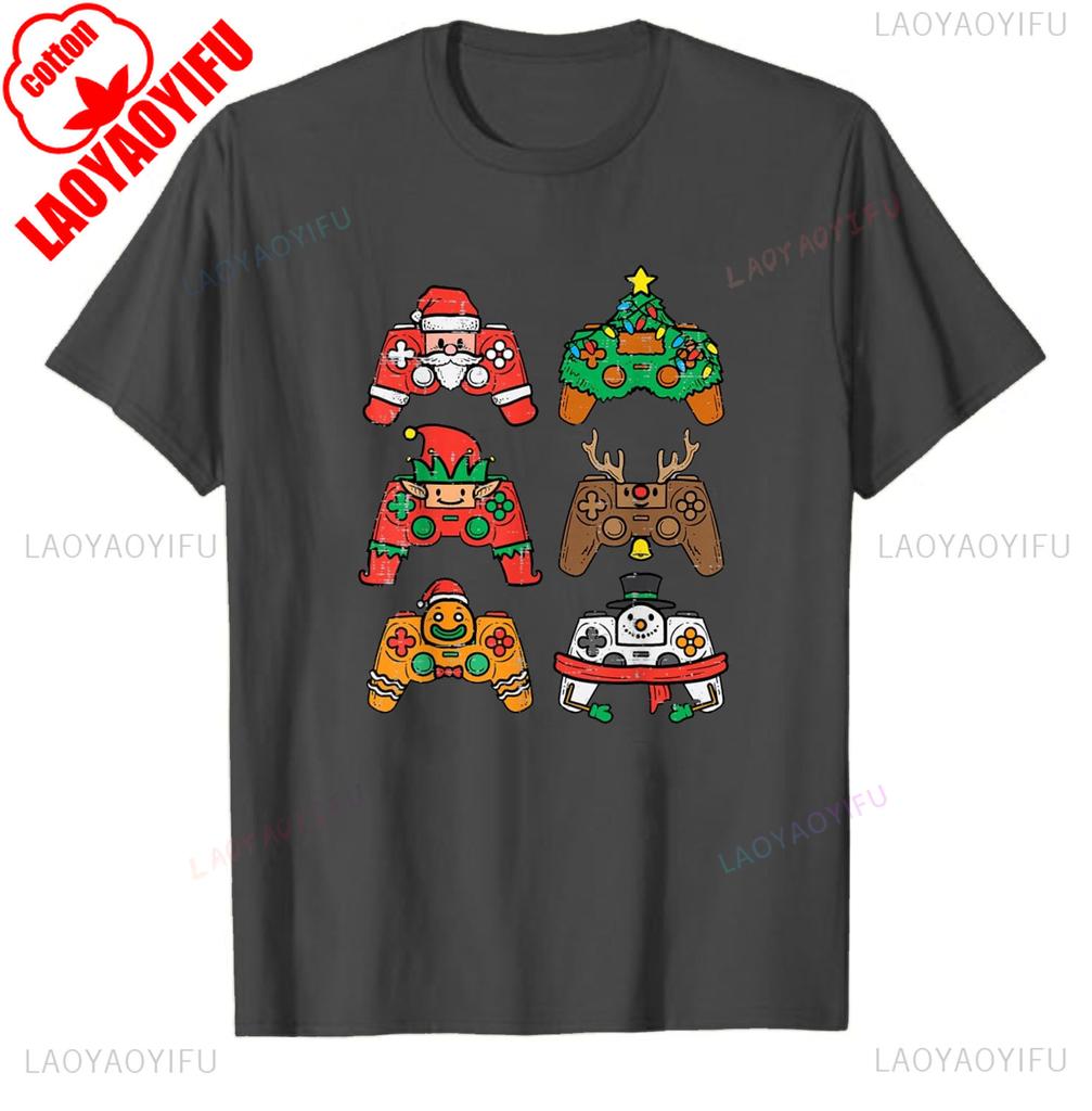 Weihnachten Gamer Controller Weihnachten Gaming Männer Jungen Jugend T-Shirt Rundhals Kurzarm Lässig Weich Bequem Viele Farben Oberteile