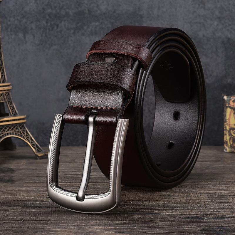 Men'S Leather Belt Retro Cowhide Belt Casual With Jeans Belt