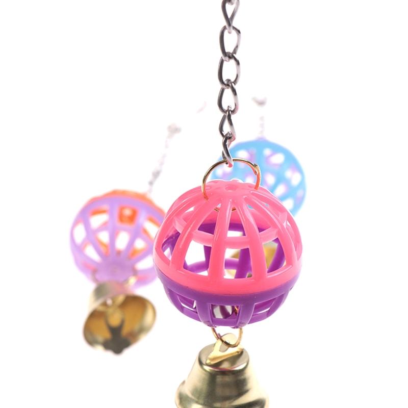 Bird Parrot Toy Colorful Swing Ball Toys with Bell Hanging Toy Cage Decorative Accessories for Small Medium Birds