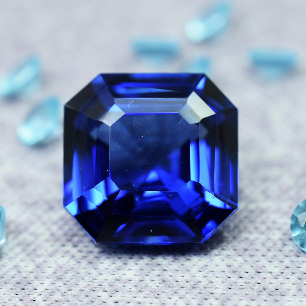 Natural Blue Ceylon Sapphire 10ct Square Cut Flawless Certified Loose Gemstone
