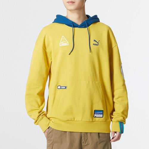 PUMA Men's Yellow Hoodie with Puma Logo Decoration, Sports and Casual Style