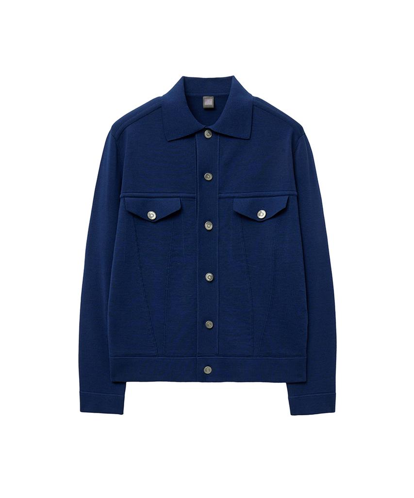 Iolo Ice Cotton Knit Trucker Jacket_Stonewashed Black