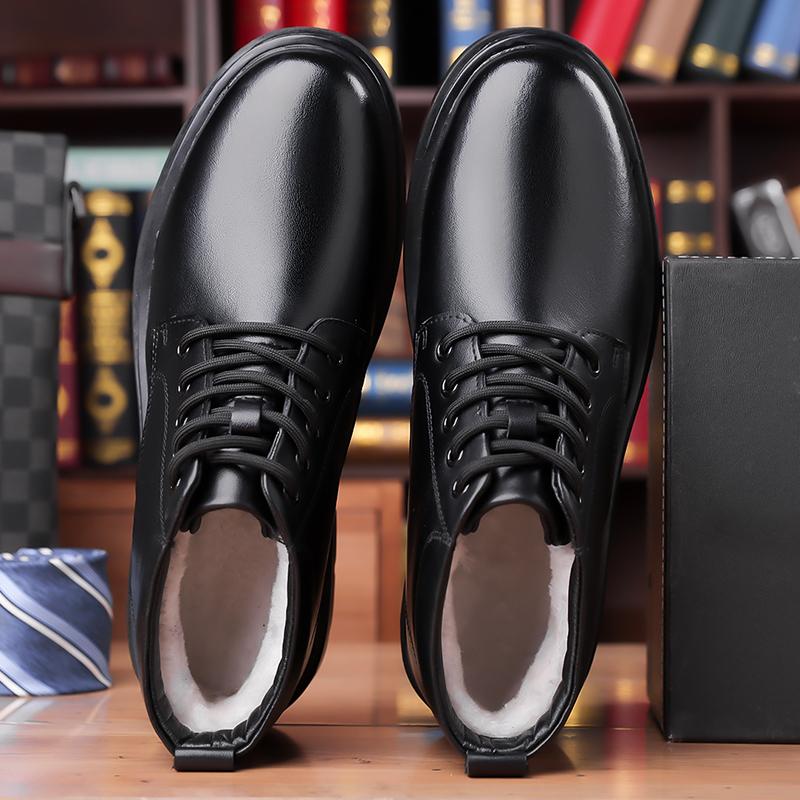 Fashion Hot Sale Handmade Mens Ankle Boots Outdoor Man Casual Leather Shoes Male Winter Plush Snow Boots Leisure Walk Motorcycle Boots