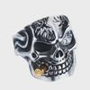 Men's Retro Diamond Skull Ring with Dragon Pipe - Halloween Jewelry