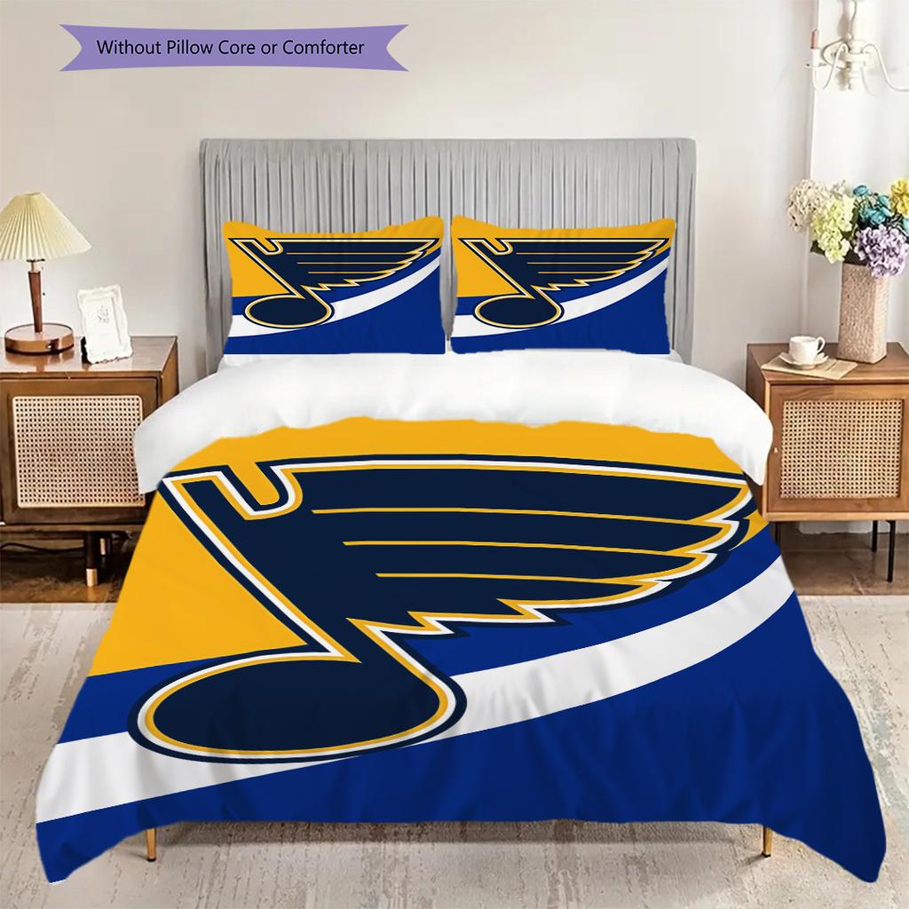 St. Louis Blues Pattern Bedding Quilt Set Quilt Cover Pillowcase Home Decoration Birthday Gift (1 * duvet cover + 2 * pillowcase, without core)