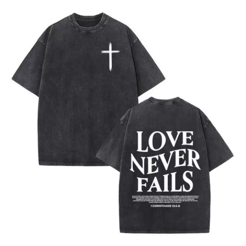 Christian Jesus Faith Over Fear Bible Verse Washed T-shirts Men Women Fashion Vintage Oversized T Shirts Harajuku Cotton T-shirt