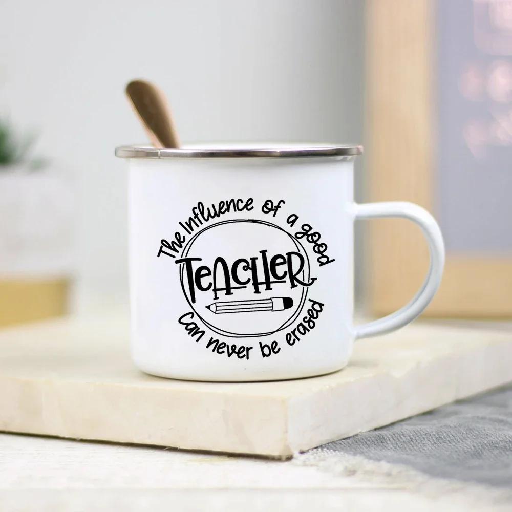 It Takes A Big Heart To Shape Little Minds Teacher Enamel Mug Creative Teacher School Water Cups Coffee Mugs Teachers Day Gifts