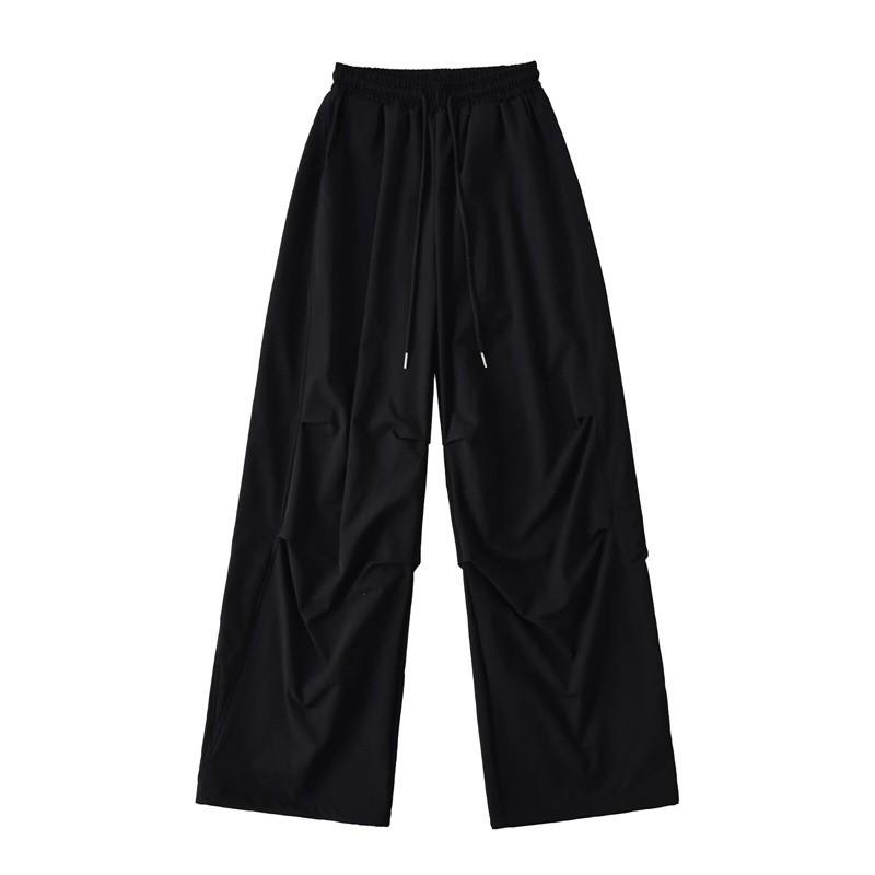 American Hip Hop Style Cargo Pants Loose Fit Wide Leg Drawstring Waist Casual Dance Sports Trousers Women