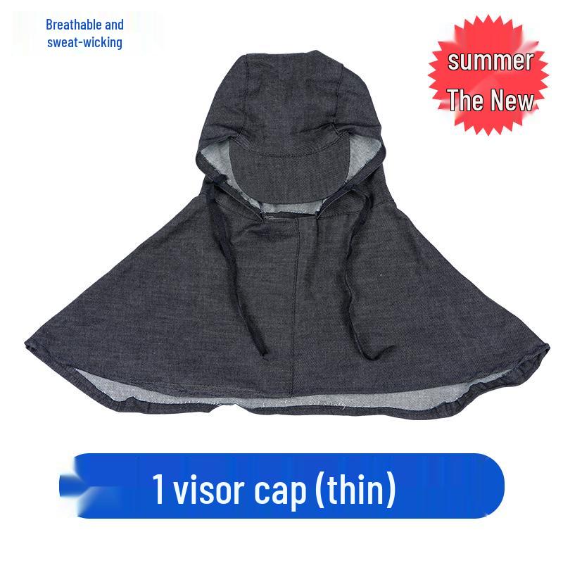 Unisex Durable Denim Summer Hood with Removable Shawl for Industrial Work