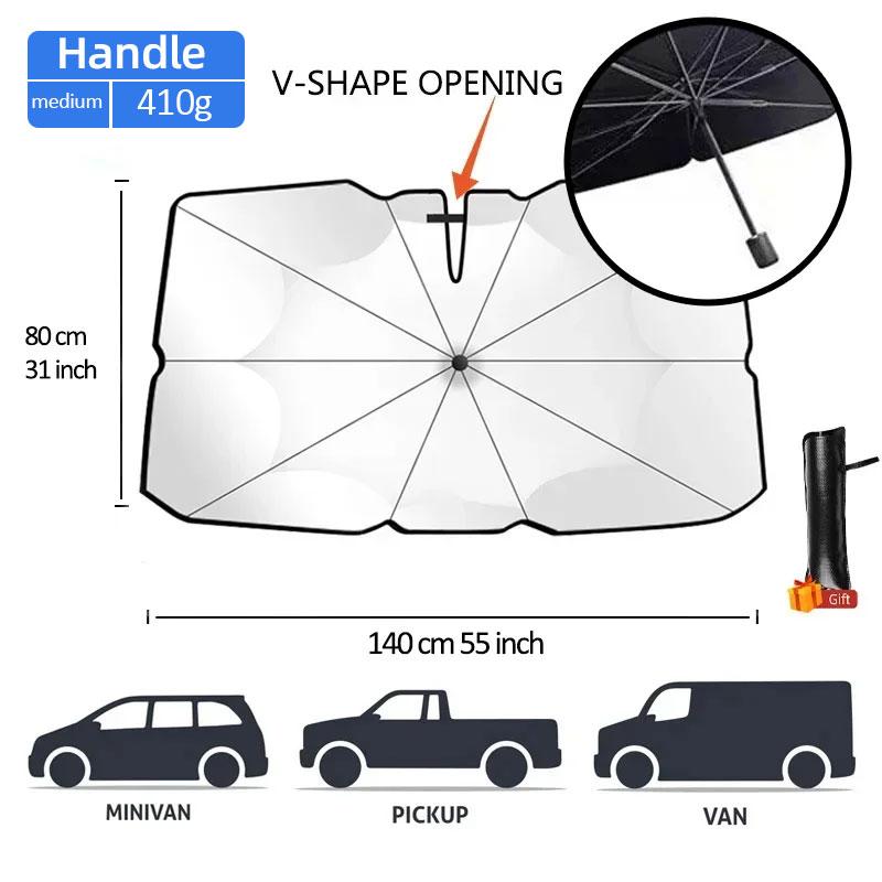 Upgraded Car Sunshade Umbrella Protector Parasol Summer Sun Interior Front Window Cover for UV Ray Block & Sun Heat Protection