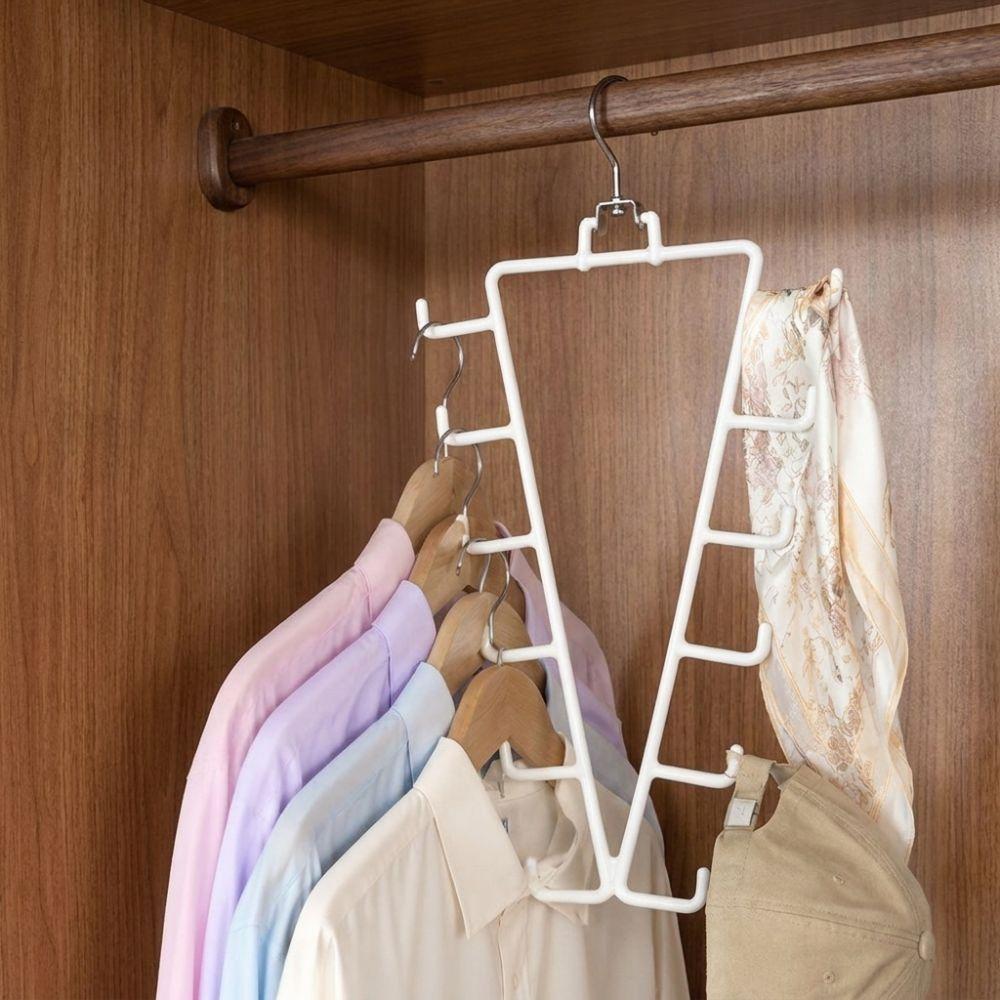 2Pcs 12 Hooks Metal V Shaped Hanger Rotatable Wardrobe Clothes Organizer Laundry Hanger  Household