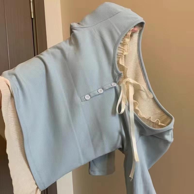 

Ballet Style Slim Fit Autumn Shirt: Women s Long-Sleeve Two-Piece Top 2024 Medium світло-синій колір