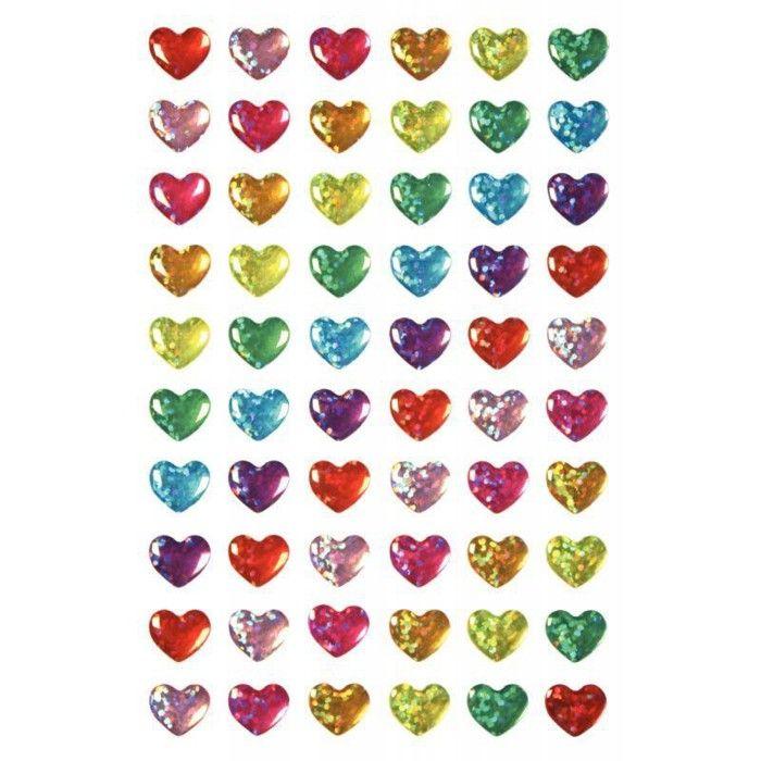 Pochette - NC - 360 cœurs époxy - Holographiques - Coloris assortis - Mixte