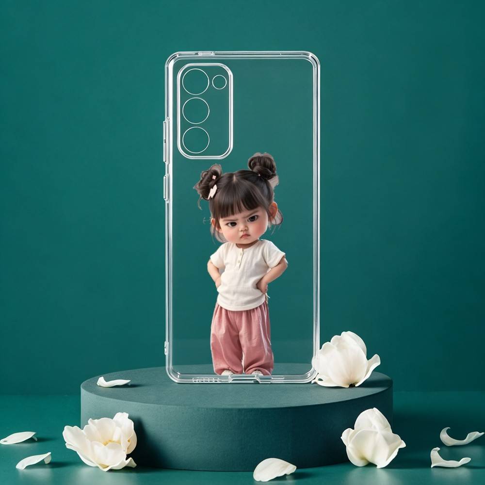 C-Cartoon Cute Baby Girl Phone Case For Samsung Galaxy S24 S25 S23 S22 S21 Plus S24 S25 Transparent Cover Case