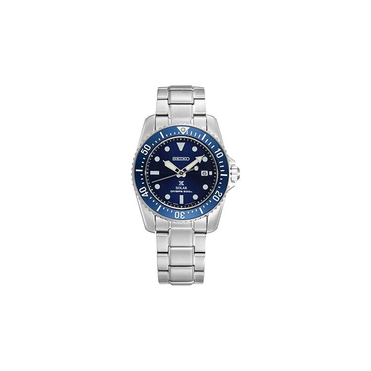 Seiko Prospe Business Casual Solar Movement Stainless Steel Strap Watch Men's Watches Blue Dial SNE585P1