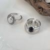 BF CLUB 925 Rings for Women Black Stone Fashion Geometric Vintage Handmade Irregular Ring Party Gifts