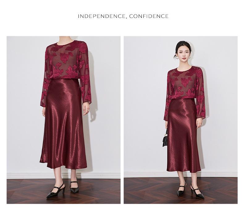 High-Grade Gilded Satin Drape Skirt - Luxury Celebrity Style for Women, Spring Collection