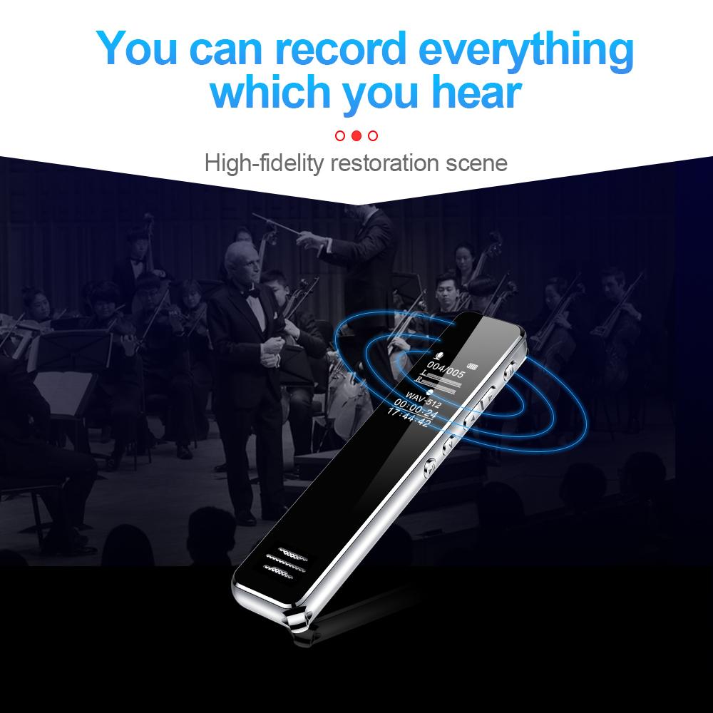 Q22 Mp3 Player Digtal Voice Recorders With Screen Dictaphone Hd Professional Sound Recorder 1536kbps Audio Activated Pen Record