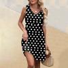 Women's Summer V-neck Casual Beach Vacation Style Vintage Print Sleeveless Splicing Dresses