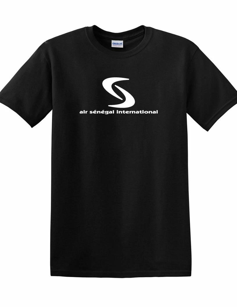 Air Senegal Retro White Logo Airline travel Aviation Black Cotton T-Shirt S