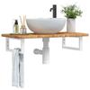 VidaXL Wall-mounted Vanity Shelf Steel and Solid Oak Wood, Floating Vanity Shelf, Vanity Shelf for Countertop 3302336