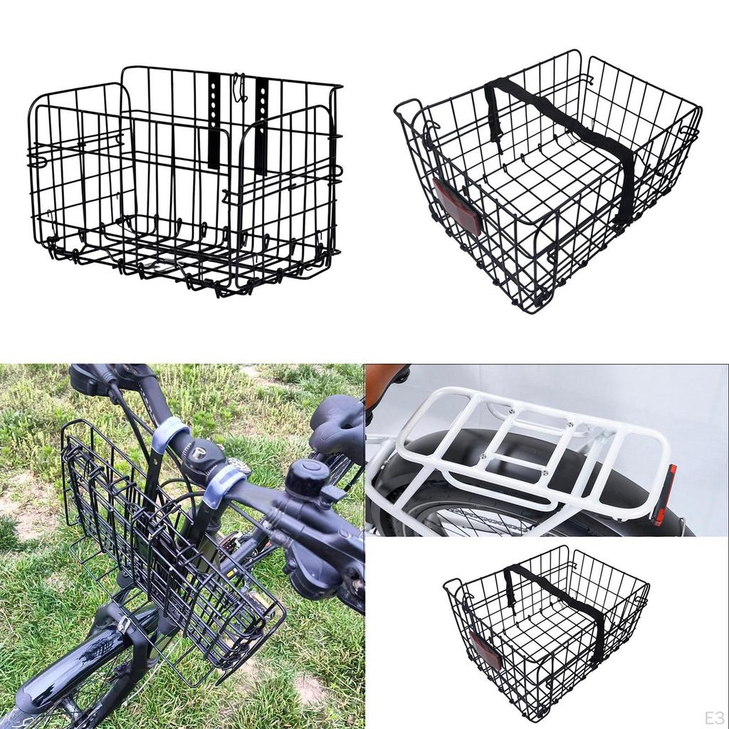 Bike Handlebar Folding Wire Basket 30kg Load Capacity Accessory 13.4x7.6x8.8inch Multifunctional
