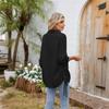 Women's Fashion Casual Solid Color Lapel Mid Sleeve Shirt Loose Top