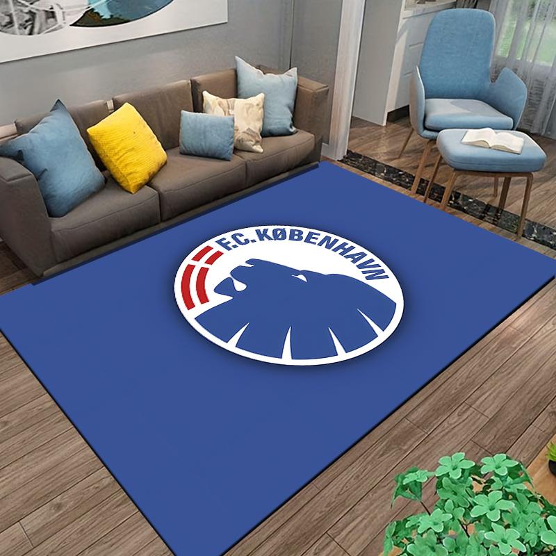 FC Copenhagen Logo Carpet, Blue Lion Pattern Home Decor Rug Suitable for Use As an Anti-slip for Living Room Bedroom Sofas
