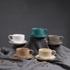 Zestaw Filiżanka i Spodek do Kawy Wypalany w Piecu, Retro Ceramiczna Filiżanka Kreatywny Kubek na Popołudniową Herbatę, Filiżanka do Kawy Cappuccino Latte