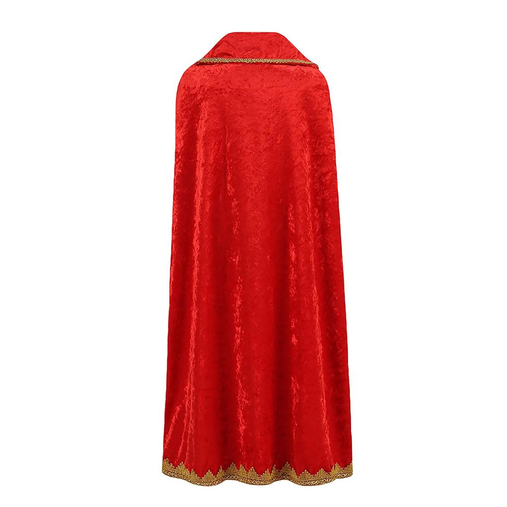 AUZOEYTOYK Prince Cosplay Cape and Crown Perfect for Theater Cultural School and 100cm Long Kids' Set, 2-Piece Set, Red, Hoodless, Gorgeous,