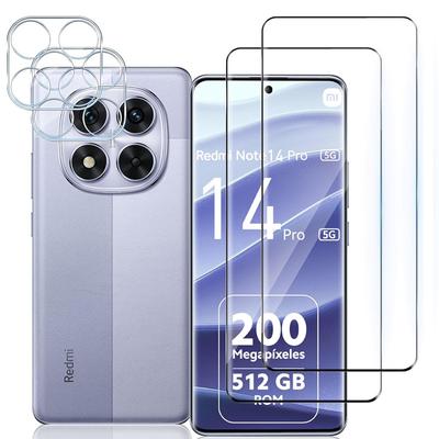 4 STÜCK [2+2] Gebogener Displayschutz + Glaslinsenfolie Redmi Note 14 Pro 4G 5G Für Xiaomi POCO X7 Note 13 14 Pro+ 5G Gehärtetes Glas Displayschutz