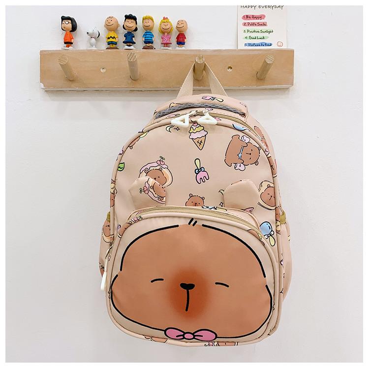 Capybara Printed Backpack Children Cartoon Schoolbag Outdoor Leisure Bag Storage