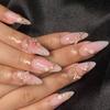 24Pcs Press on Nail Short Colorful 3D Flower Almond False Nail Stick on Nail False Nail Manicure Decoration 24Pcs