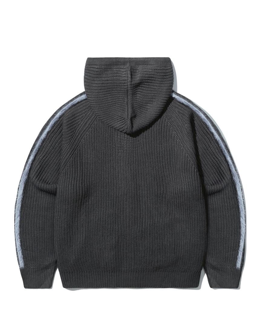 TRILLION Felpa Lavorata a Maglia con Cappuccio e Zip, Spazzolata Lavabile (Carbone)