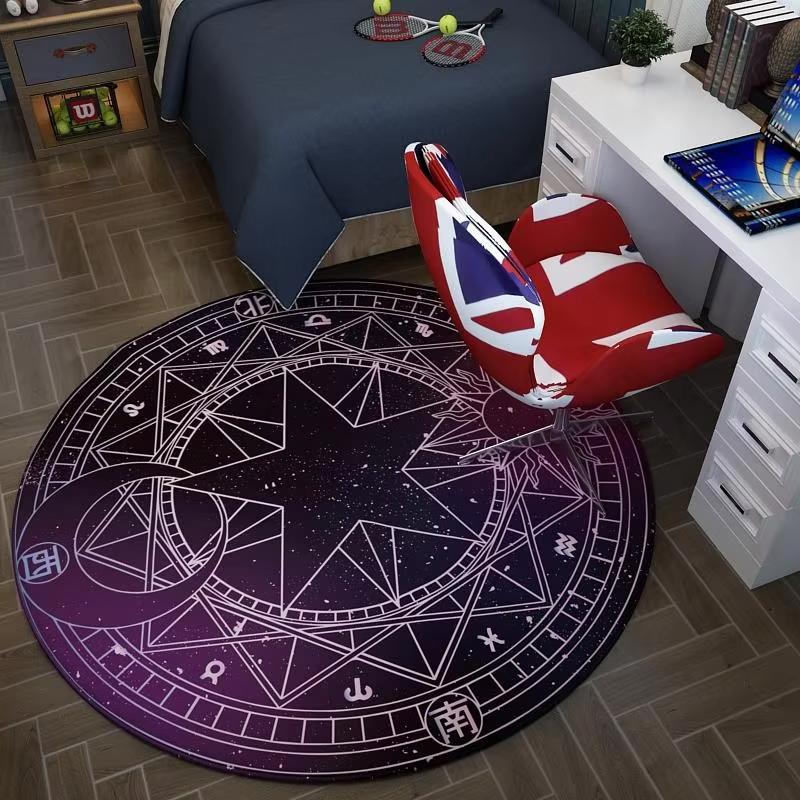 Bedroom Decor Pink Magic Star Array Carpet Living Room Balcony Non-slip Floormats Cartoon Circular Bedside Area Carpets Rugs