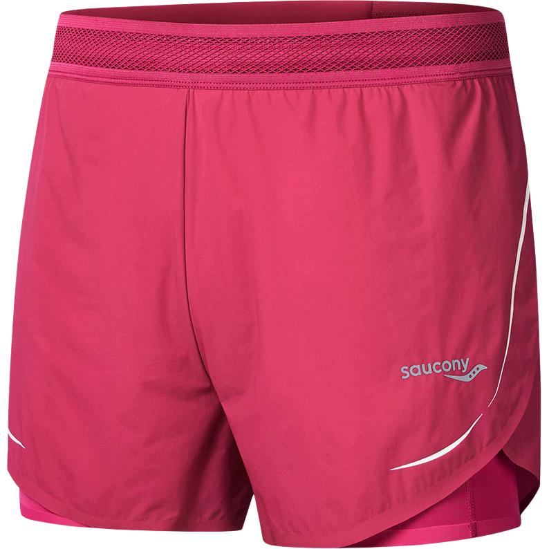 SAUCONY Professional Training Quick-Dry Breathable Double-Layer Sports Shorts Women Shorts Purple Crimson SA1250DP63T-RD024