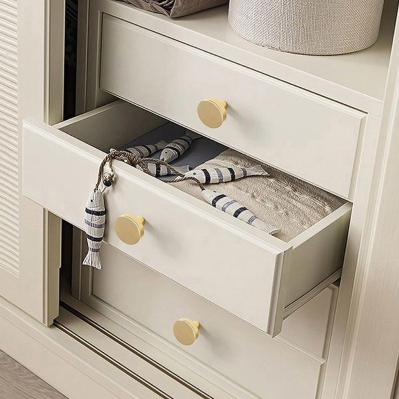 Pack of 8 Brushed Brass Cabinet Knob Gold Round Handles with Installation Tool for Kitchen Wardrobe Dresser & Cupboard