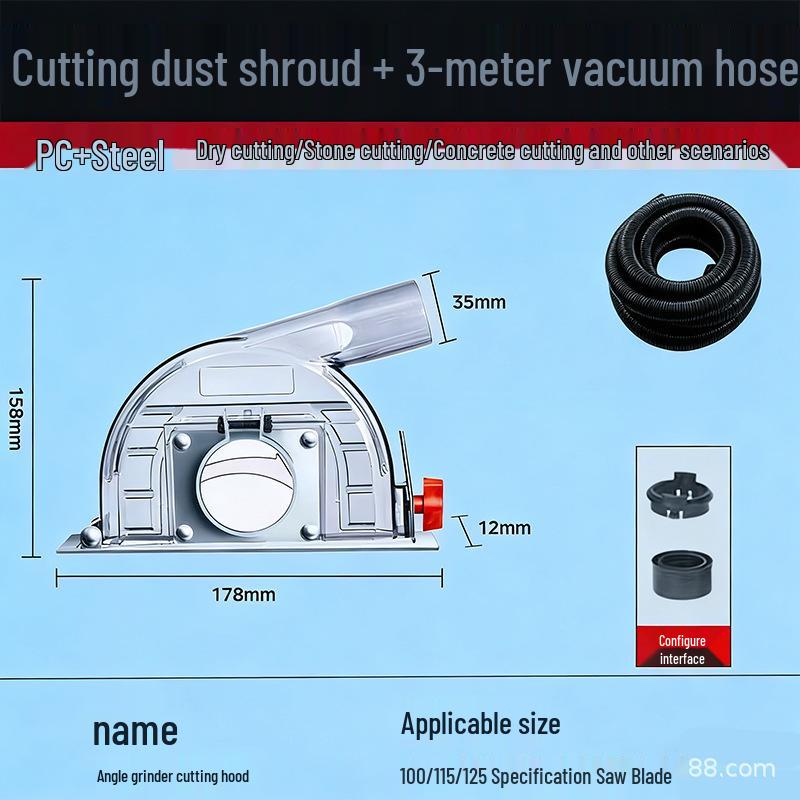 Industrial Angle Grinder Dust Collection Cover for 100/125 Polisher - Dustproof & Vacuum Compatible