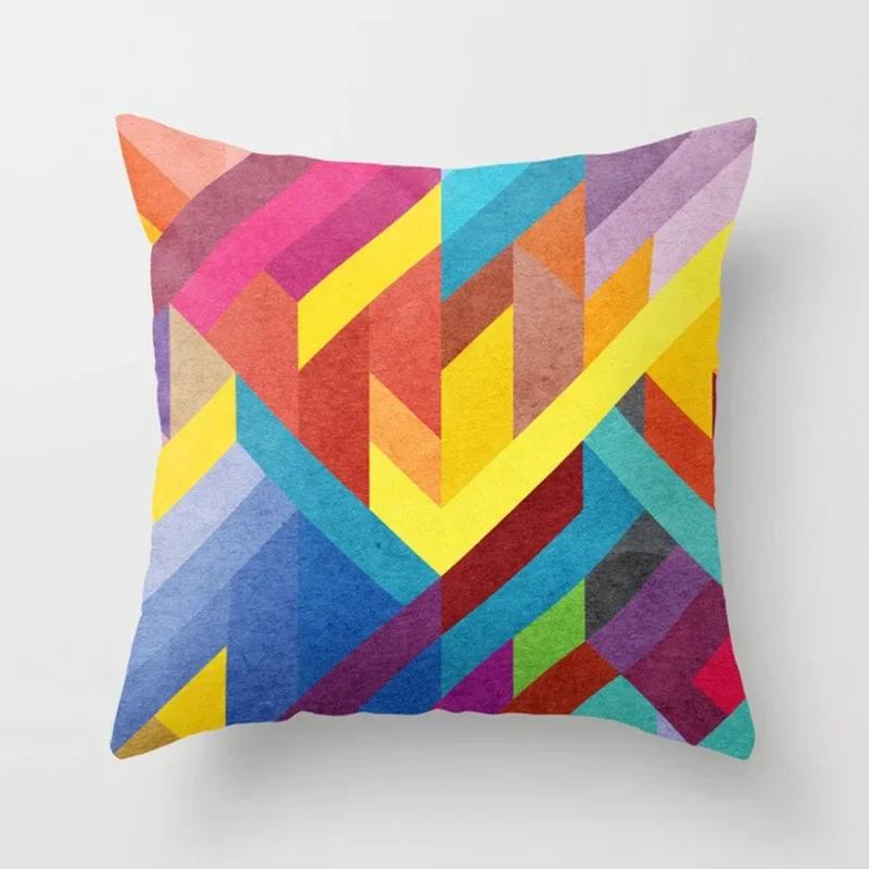 Colorful Geometric Abstract Pillowcase Office Sofa Car Cushion Cover Living Room Bedroom Decorative Pillowcase 45*45cm