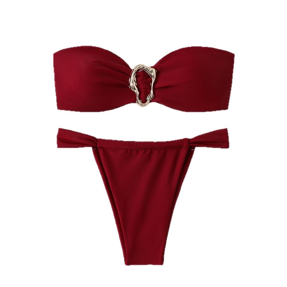 New Split Sexy Swimsuit Tube Top Bikini Set European and American Swimsuit