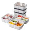 Multicompartment Plastic Food Organizer With Leakproof Seal For Refrigerator And Freezer Use