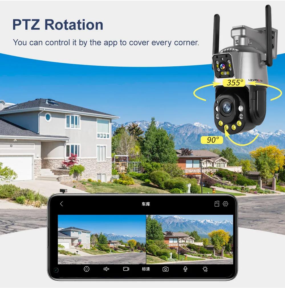LS VISION 6MP Real 36X Optical Zoom WIFI Camera Outdoor Dual Lens PTZ Humanoid Detection Color Night Vision Surveillance IP Camera iCSee App