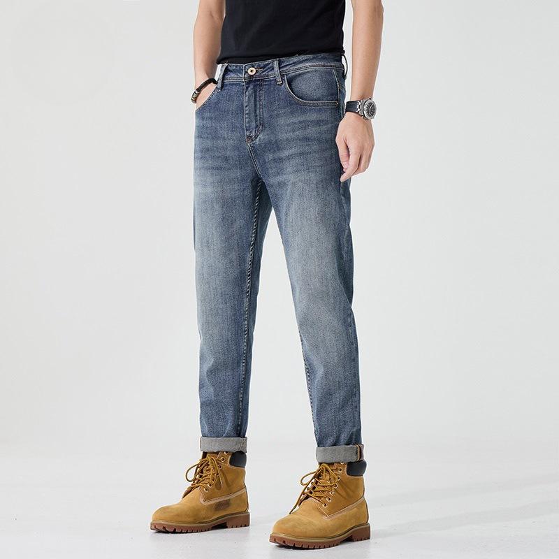 

Новые весенне-летние джинсы в стиле business casual, светло-голубые, универсальные американские брюки 38 синий