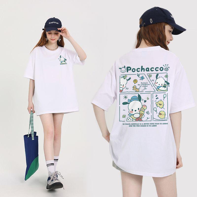 

Pochacco TShirt Loose Fit Short Sleeve Printed Cute Cartoon Character Casual Tee for Women Girls Kids Sanrio Gift Wholesale S